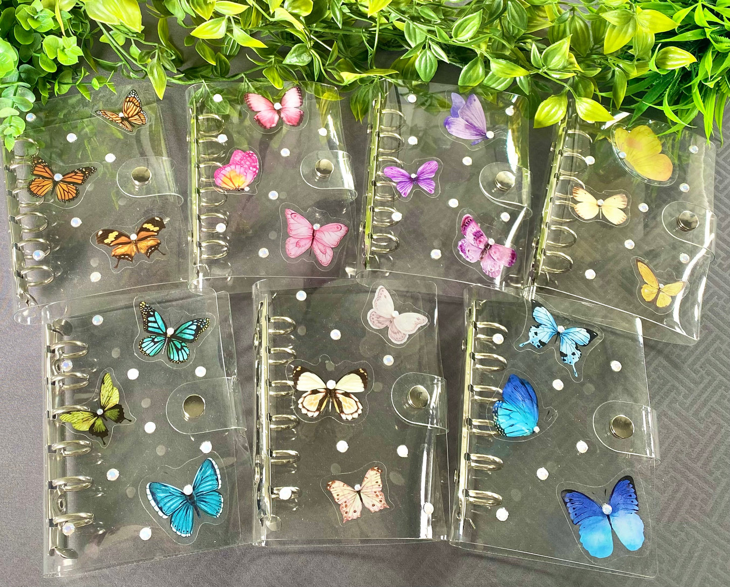 A7 Butterfly Custom Clear PVC Binder with Pearl Accents